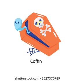 Coffin doodle vector outline Sticker. EPS 10 file