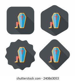 coffin falt icon with long shadow, eps10