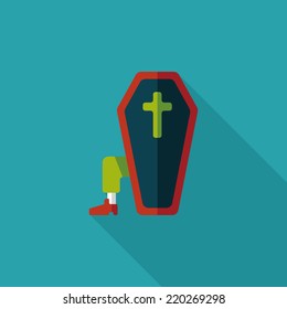 coffin falt icon with long shadow,eps10