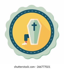 coffin falt icon with long shadow,eps10