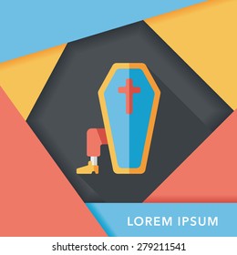 coffin falt icon with long shadow,eps10