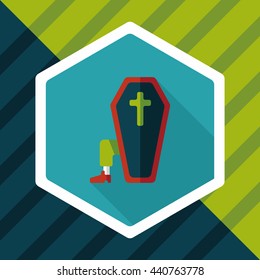 coffin falt icon with long shadow,eps10
