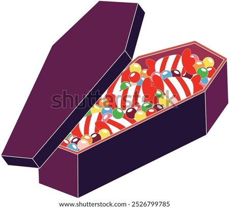 coffin filled with halloween candy for Halloween vector design needs
