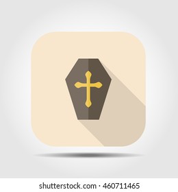 coffin flat icon with long shadow, vector illustration