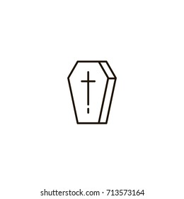 Coffin flat icon. Single high quality symbol of line halloween vector for web design or mobile app. Color sign of party for design logo. Single pictogram on white background