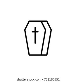 Coffin flat icon. Single high quality outline symbol of funeral for web design or mobile app. Thin line signs of death for design logo, visit card, etc. Outline logo of life.