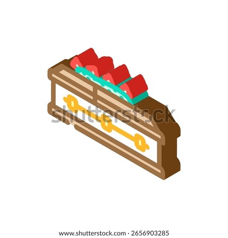 coffin flowers mortality isometric icon vector. coffin flowers mortality sign. isolated symbol illustration