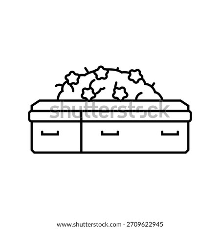 coffin flowers mortality line icon vector. coffin flowers mortality sign. isolated contour symbol black illustration