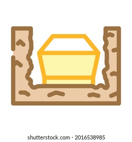 coffin in ground color icon vector. coffin in ground sign. isolated symbol illustration