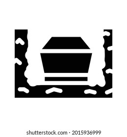 coffin in ground glyph icon vector. coffin in ground sign. isolated contour symbol black illustration
