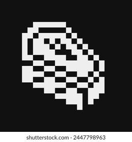 Coffin. Halloween 1-bit pixel art icon, sticker. Design for logo game, web, app, badges and patches.  Isolated vector illustration. 