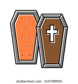 coffin halloween color icon vector. coffin halloween sign. isolated symbol illustration