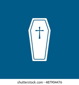 Coffin Halloween Concept Flat Icon On Blue Background