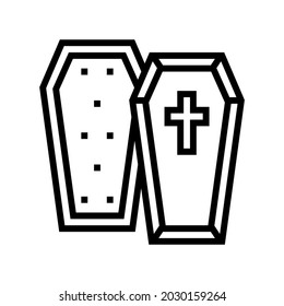 coffin halloween line icon vector. coffin halloween sign. isolated contour symbol black illustration