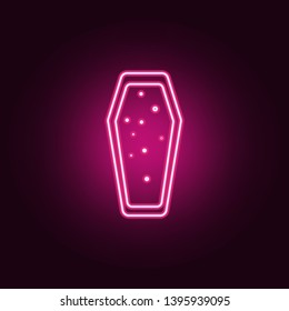 Coffin halloween neon icon. Elements of Halloween set. Simple icon for websites, web design, mobile app, info graphics