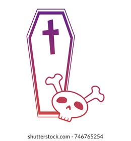 coffin halloween with skull decorative icon