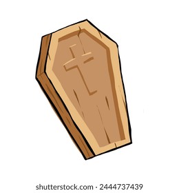 coffin hand drawing cartoon vector
