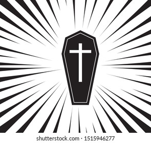 Coffin And Happy Halloween Day On White Background