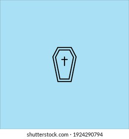 icono del ataúd en azul de fondo