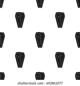 Coffin icon in black style isolated on white background. Funeral ceremony symbol stock vector illustration.