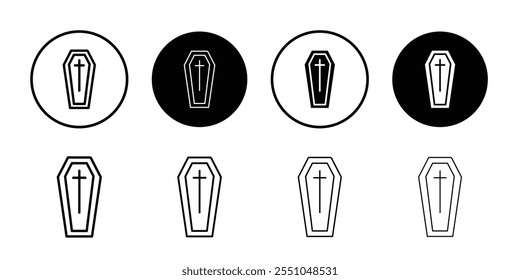 Coffin icon Black and white outline vector