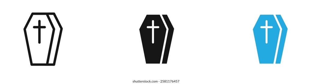 Coffin icon black white vector outline