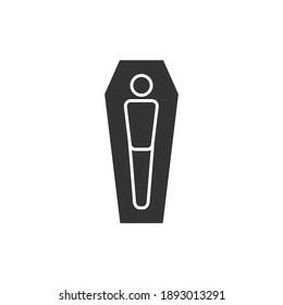 Coffin icon. Burial black silhouette vector illustration isolated on white.