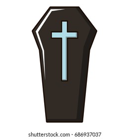 Coffin icon. Cartoon illustration of coffin vector icon for web design
