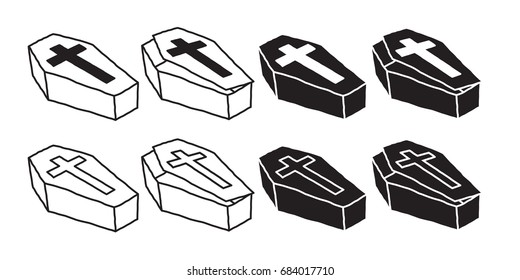 coffin icon Christ cross Halloween doodle illustration