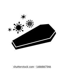 coffin icon for corpses infected with the Corona 2019 virus, the most virus transmission. eps 10