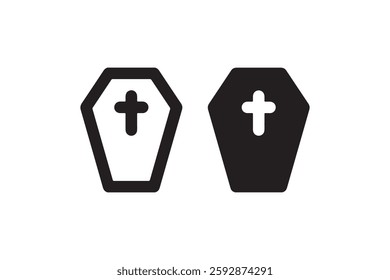 Coffin icon with cross symbol Vector