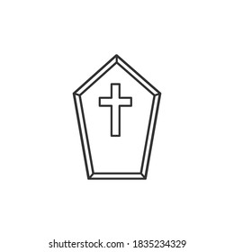 Coffin icon design. Halloween concept. Linear icon. Vector illustration.