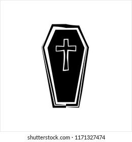 Coffin Icon, Coffin Design Vector Art Illustration