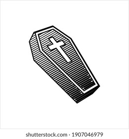 Coffin Icon, Coffin Design Vector Art Illustration