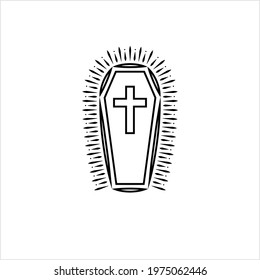Coffin Icon, Coffin Design Vector Art Illustration