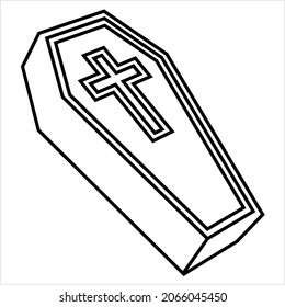 Coffin Icon, Coffin Design Vector Art Illustration