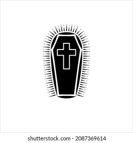 Coffin Icon, Coffin Design Vector Art Illustration