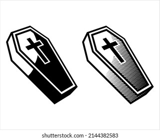 Coffin Icon, Coffin Design Vector Art Illustration