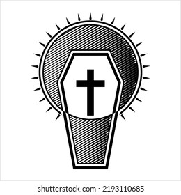 Coffin Icon, Coffin Design Vector Art Illustration