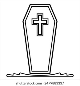 Coffin Icon, Coffin Design Vector Art Illustration