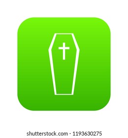 Coffin icon digital green for any design isolated on white vector illustration