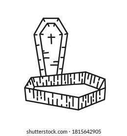 Coffin Icon. Doodle Hand Drawn or Black Outline Icon Style