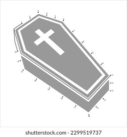 Icono De Coffin Dot To Dot, Caja Funeraria Para Mantener Ilustración De Arte Vector De Icono De Coffin De Cadáver, Conectar El Juego De Rompecabezas De Puntos