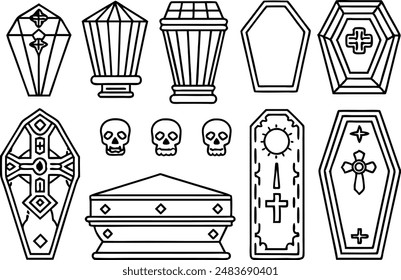 coffin icon. coffin icon. Editable Stroke.