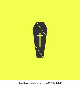 Coffin icon flat. 
