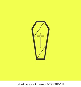 Coffin icon flat. 