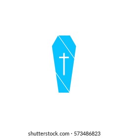 Coffin icon flat. Blue pictogram on white background. Vector illustration symbol