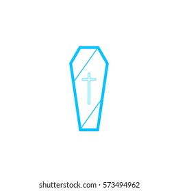 Coffin icon flat. Blue pictogram on white background. Vector illustration symbol