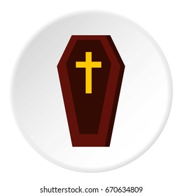 Coffin icon in flat circle isolated vector illustration for web