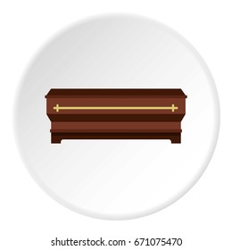 Coffin icon in flat circle isolated vector illustration for web